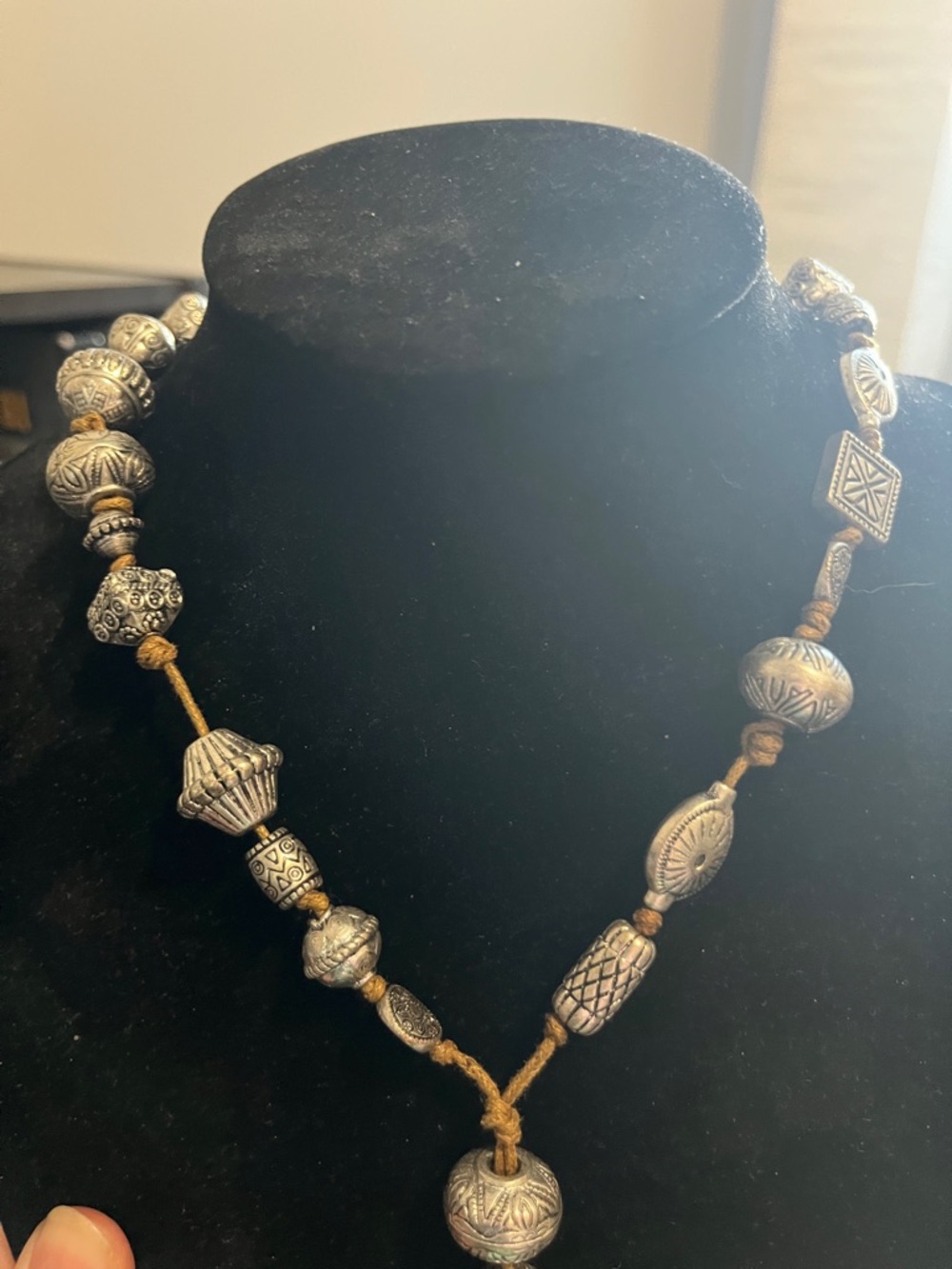 Chico's Sued Silver-Tone Beaded Tassel Necklace Western Style Necklace - Picture 4 of 8